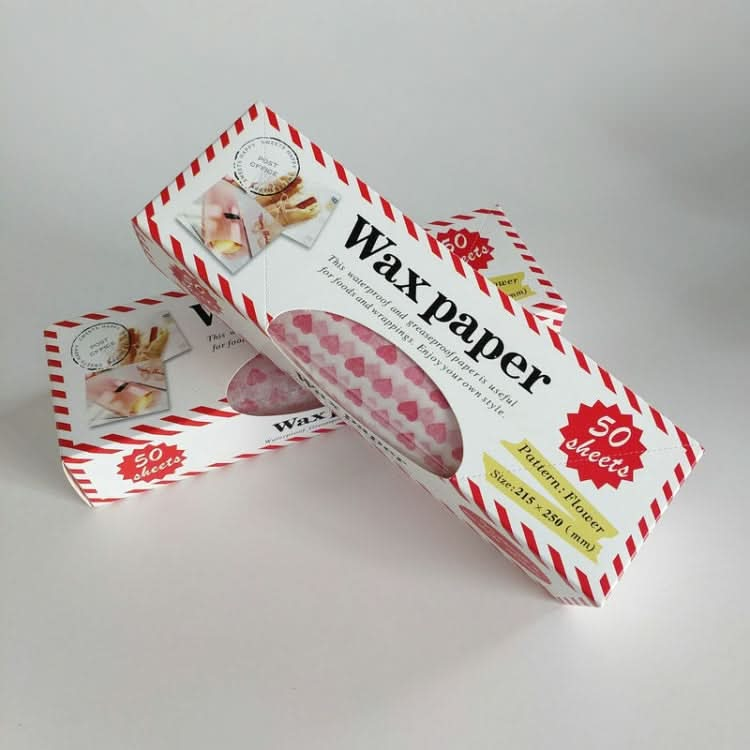 50sheets /Pack Food Wrapping Paper Baking Wax Paper Grease Proof Waterproof Liners, Spec:  Heart-Reluova