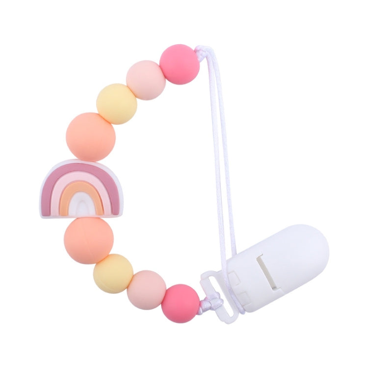 Baby Anti-drop Chain Pacifier Clips Silicone Rainbow Beads Dummy Holder Nipple Clip My Store