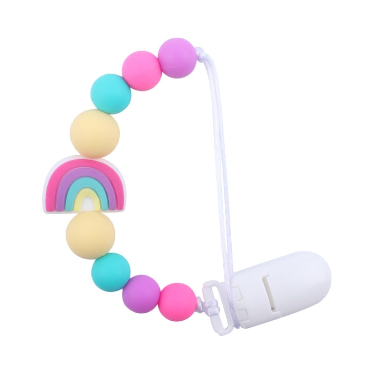 Baby Anti-drop Chain Pacifier Clips Silicone Rainbow Beads Dummy Holder Nipple Clip My Store