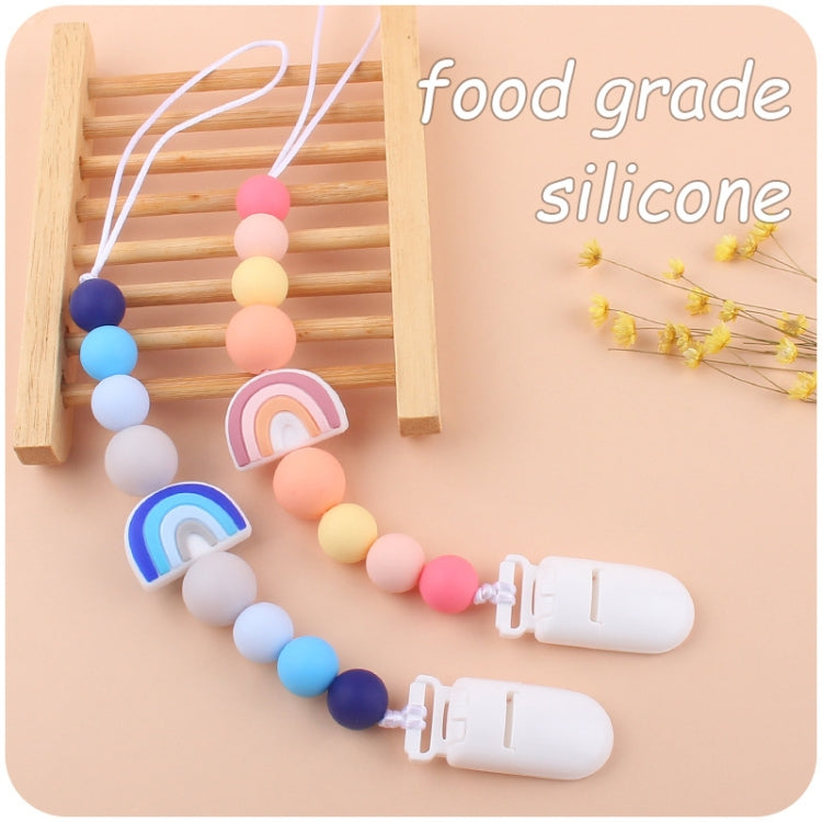 Baby Anti-drop Chain Pacifier Clips Silicone Rainbow Beads Dummy Holder Nipple Clip My Store