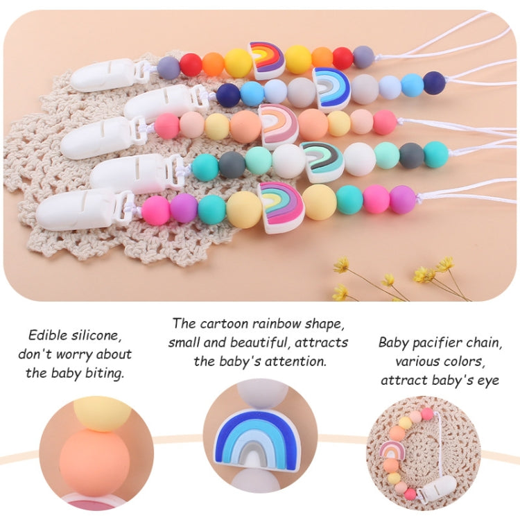 Baby Anti-drop Chain Pacifier Clips Silicone Rainbow Beads Dummy Holder Nipple Clip My Store