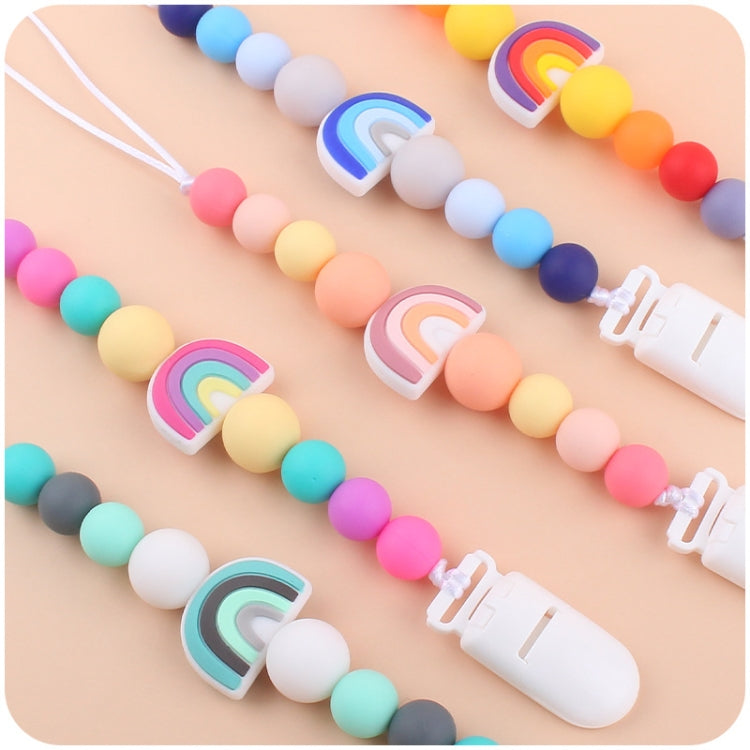 Baby Anti-drop Chain Pacifier Clips Silicone Rainbow Beads Dummy Holder Nipple Clip My Store