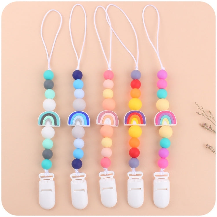 Baby Anti-drop Chain Pacifier Clips Silicone Rainbow Beads Dummy Holder Nipple Clip My Store