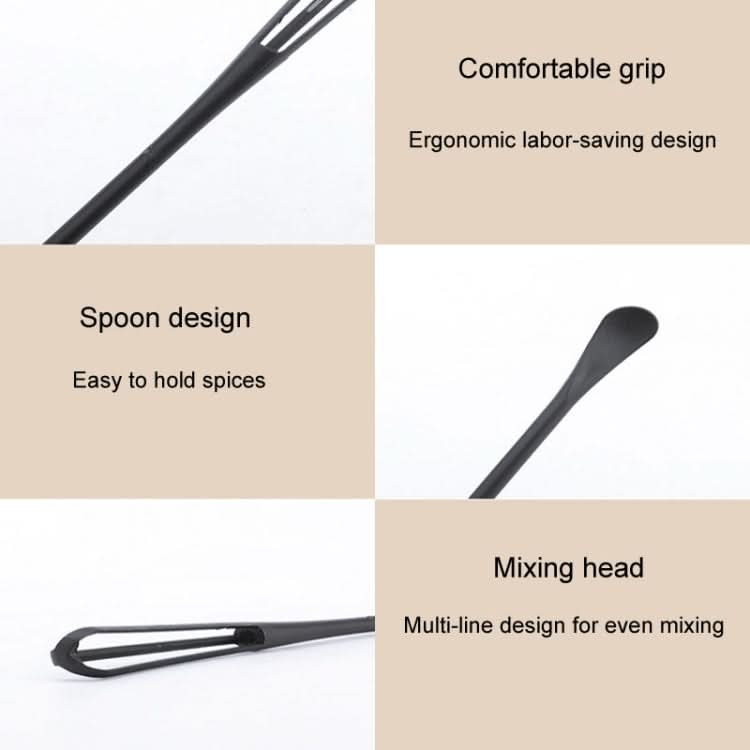 5pcs Household Mini Whisk With Small Spoon Kitchen Multifunctional Stirring Stick(Black)-Reluova