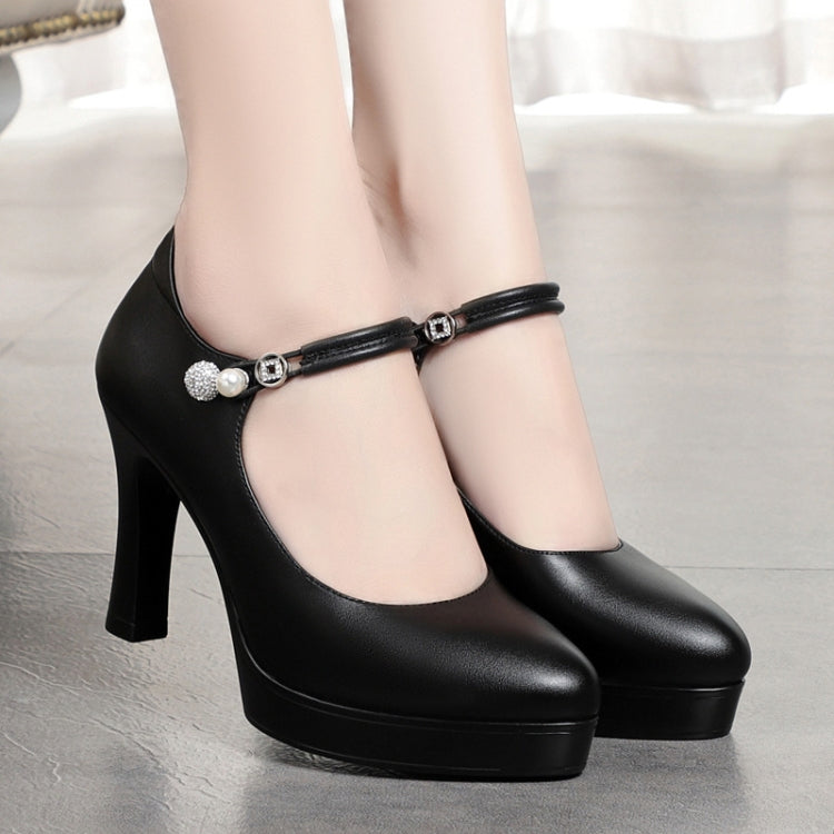 Women High Heels Comfortable Small Heel Temperament Waterproof Platform One Buckle Shoes