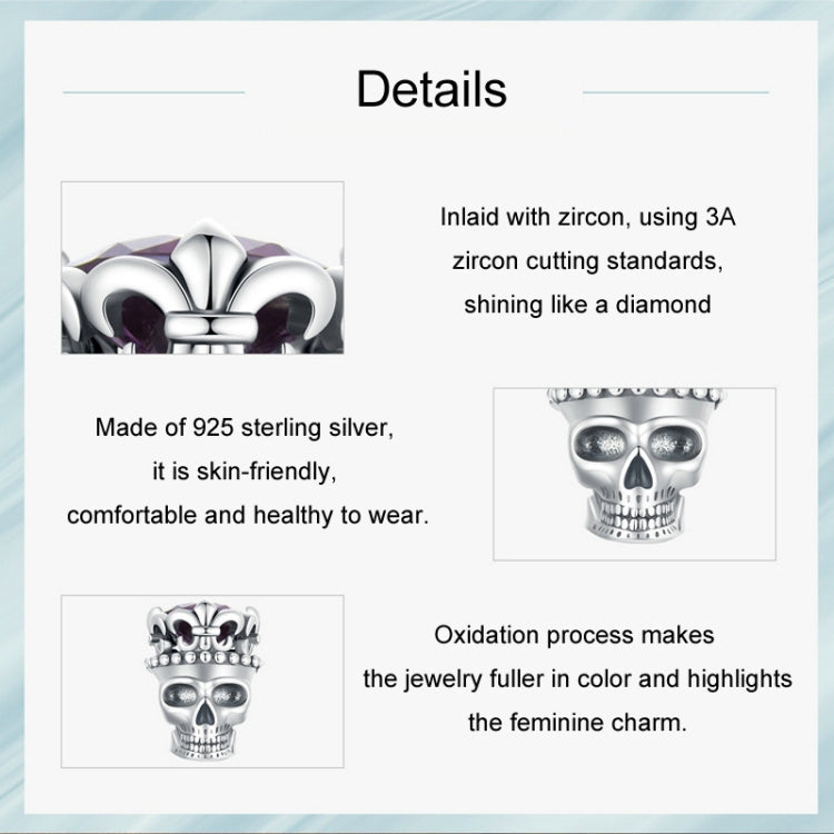 S925 Sterling Silver Halloween Ornament Skull DIY Beads My Store