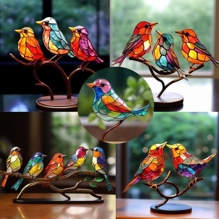 Hundred Flowers Bird Metal Iron Art Ornament 3D Stereoscopic Birds Decoration Crafts