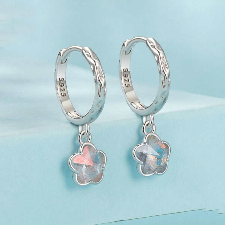 S925 Sterling Silver Platinum Plated Flower Earrings My Store