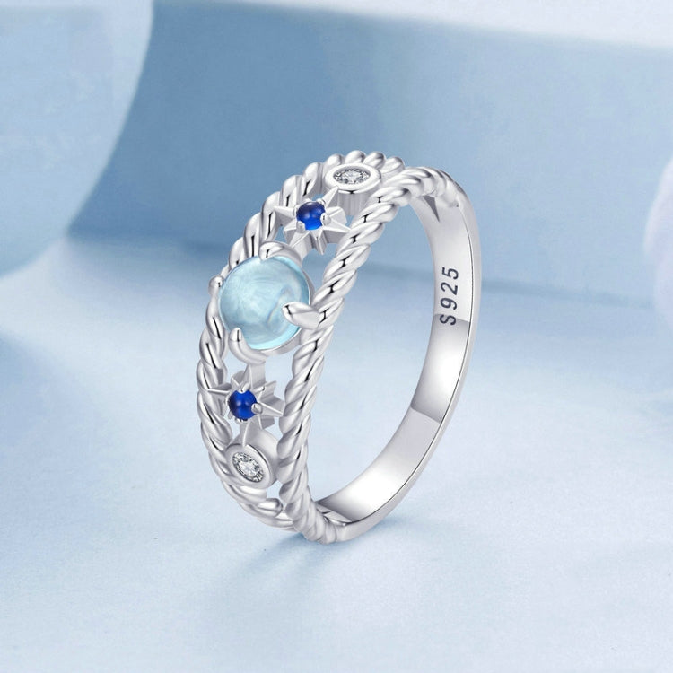 S925 Sterling Silver Platinum Plated Starry Hollow Ring My Store