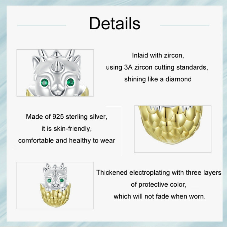 S925 Sterling Silver Gold-plated New Year Zodiac Cute Dragon Egg DIY Beads My Store