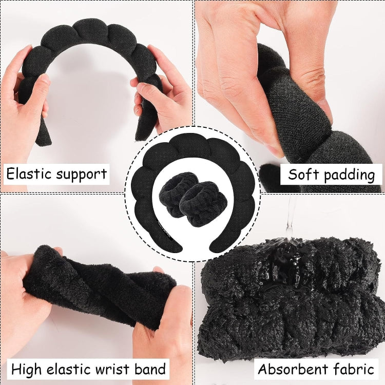 Skincare Headband Wrist Towels Set Women Puffy Headwear My Store