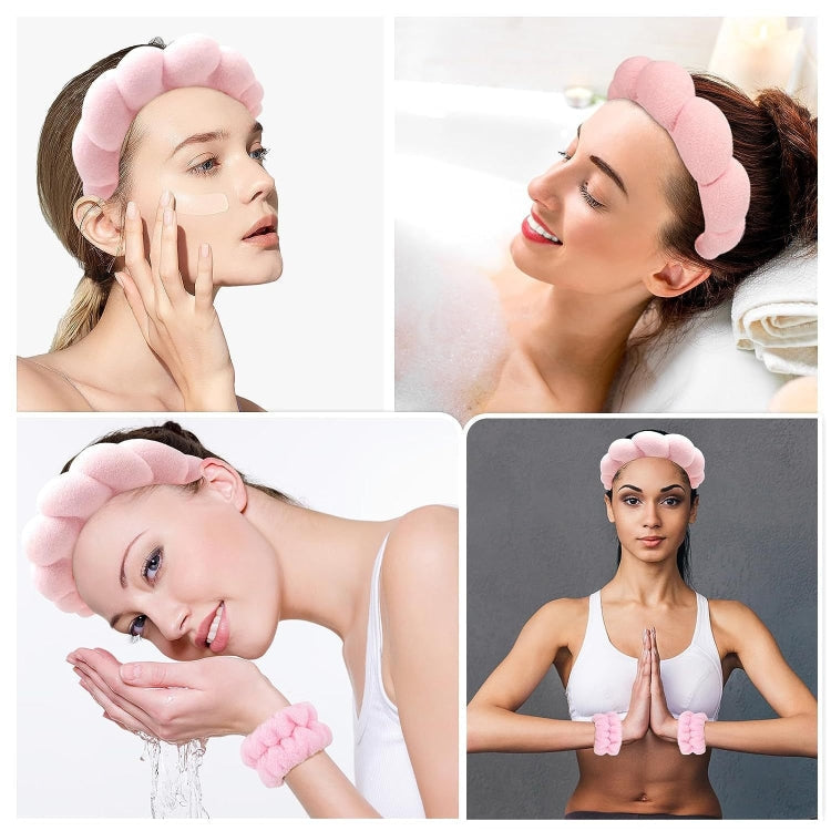 Skincare Headband Wrist Towels Set Women Puffy Headwear My Store