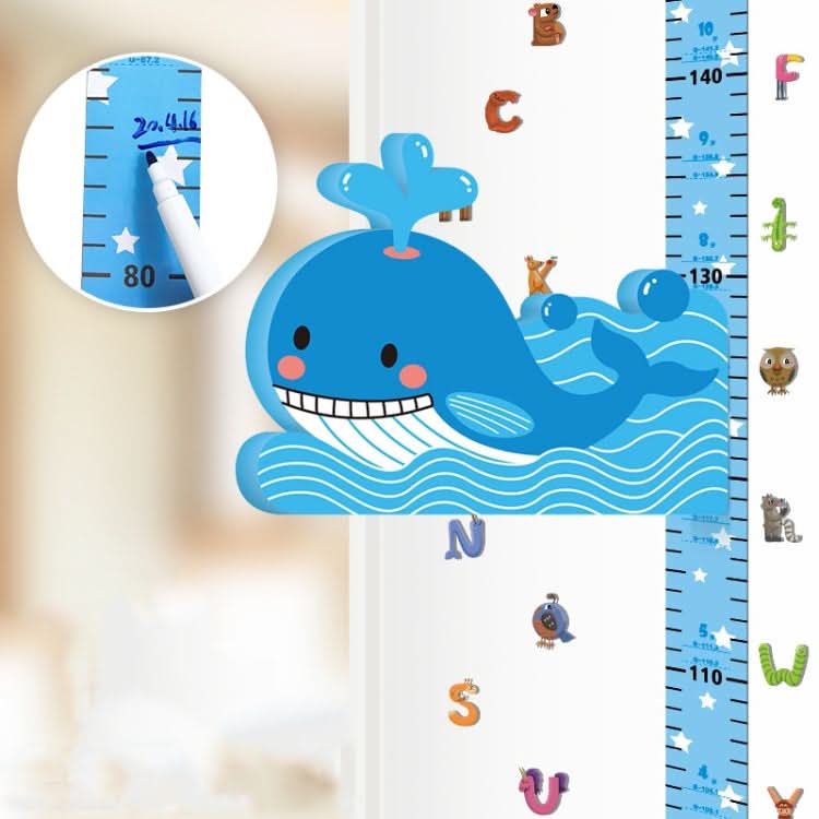 3D Height Paste Children Height Measurement Ruler Magnetic Suction Cartoon Wall Stickers Can Be Removed(Whale Sticker Model)-Reluova