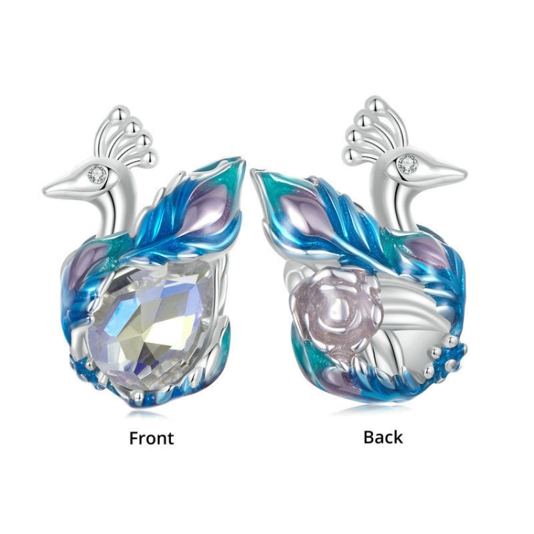 S925 Sterling Silver Platinum-plated Colorful Peacock DIY Beads My Store