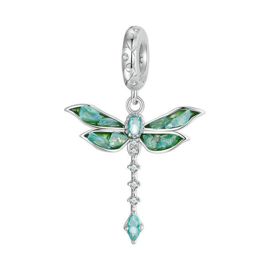 S925 Sterling Silver Platinum Plated Dragonfly DIY Pendant