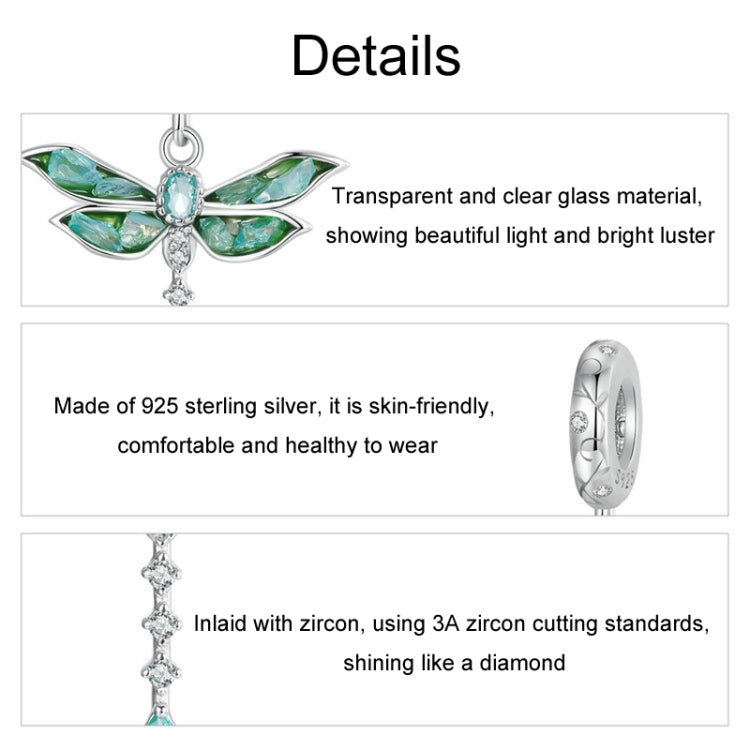 S925 Sterling Silver Platinum Plated Dragonfly DIY Pendant