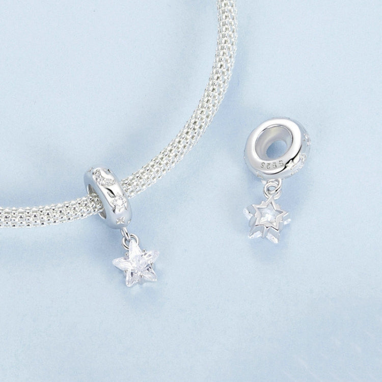 S925 Sterling Silver Platinum-plated Starlight Five-pointed Star Silicone DIY Beads