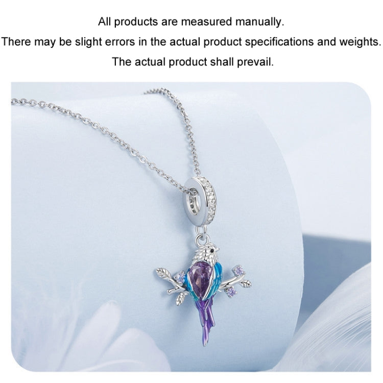 S925 Sterling Silver Platinum Plated Gradient Color Kingfisher Pendant DIY Beads My Store