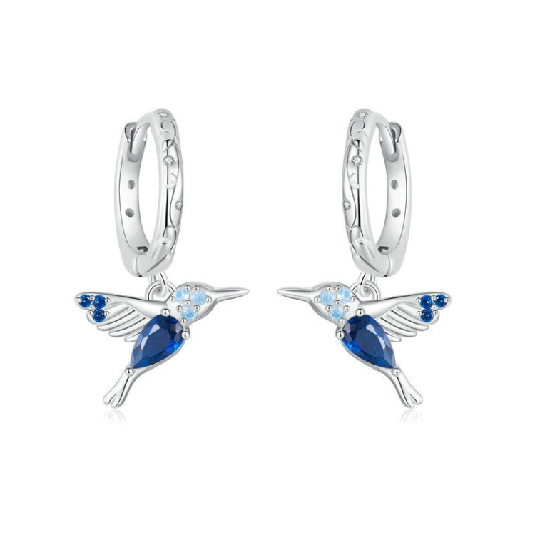 S925 Sterling Silver Platinum Plated Opal Hummingbird Women Earrings My Store