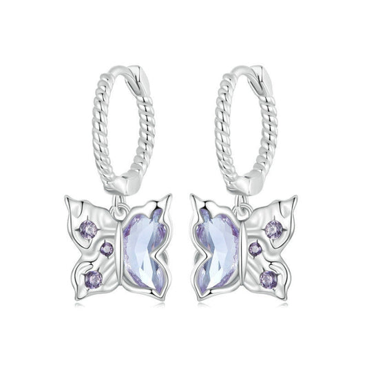 S925 Sterling Silver Platinum-plated Special-shaped Wing Butterfly Earrings My Store