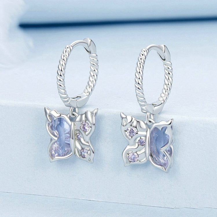 S925 Sterling Silver Platinum-plated Special-shaped Wing Butterfly Earrings My Store