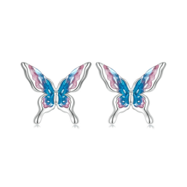 S925 Sterling Silver Platinum Plated Gradient Butterfly Earrings My Store