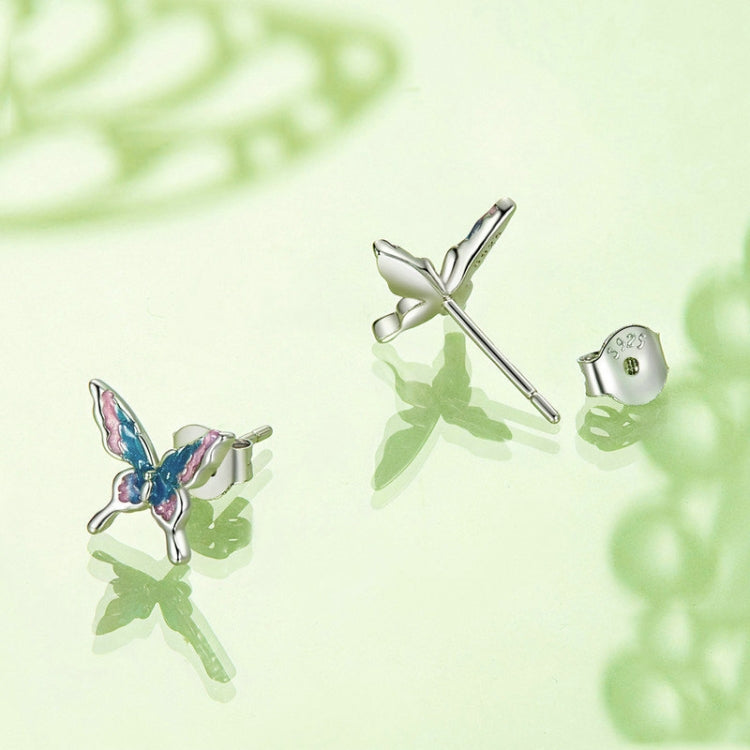 S925 Sterling Silver Platinum Plated Gradient Butterfly Earrings My Store