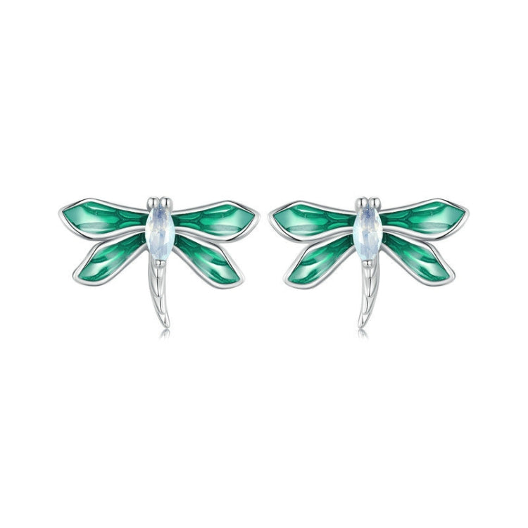 S925 Sterling Silver Platinum Plated Animal Dragonfly Earrings My Store