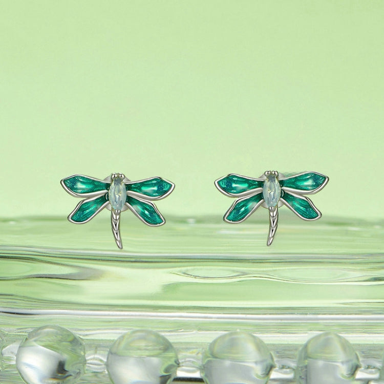 S925 Sterling Silver Platinum Plated Animal Dragonfly Earrings My Store