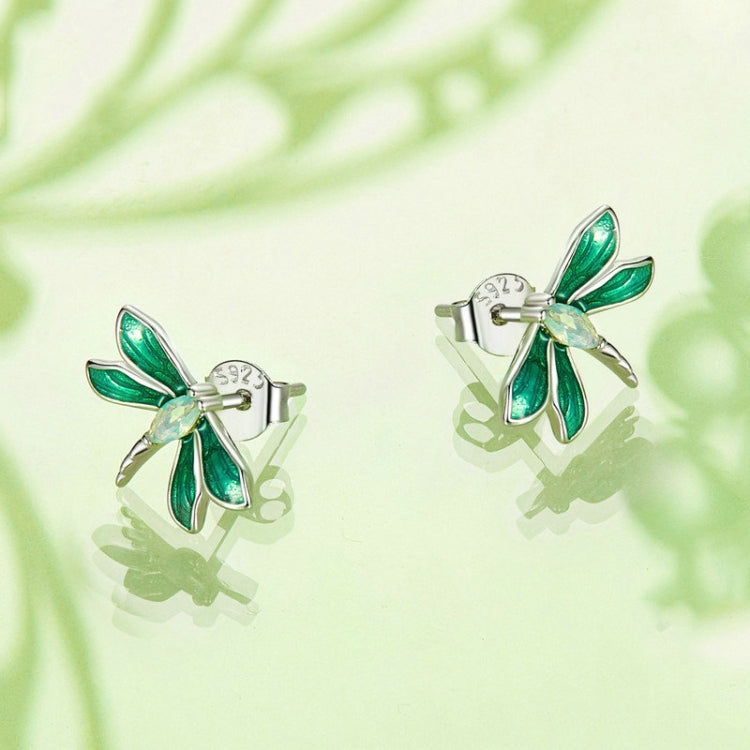 S925 Sterling Silver Platinum Plated Animal Dragonfly Earrings My Store