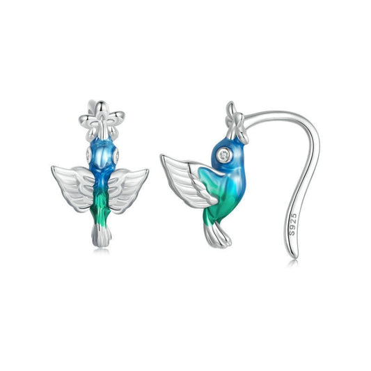 S925 Sterling Silver Early Spring Hummingbird Women Earrings My Store