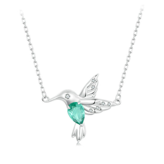 S925 Sterling Silver Platinum-Plated Smart Hummingbird Necklace For Women My Store