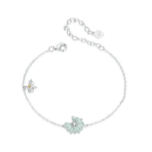 S925 Sterling Silver Platinum-plated Bee Daisy Women Bracelet My Store