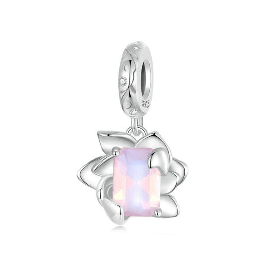 S925 Sterling Silver Platinum-Plated Three-Dimensional Lotus DIY Pendant