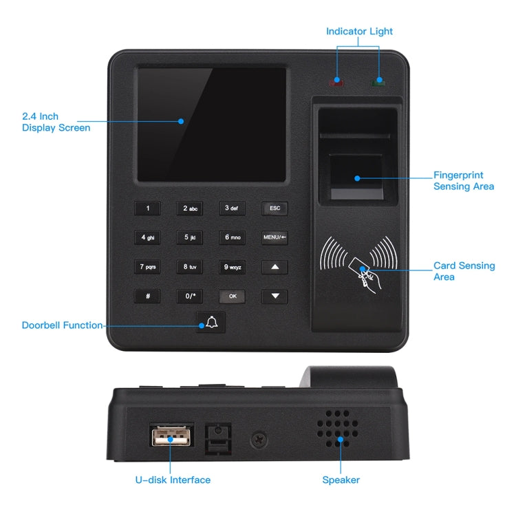 M10 Smart ID Card Recognition Fingerprint Access Control All-in-one Attendance Machine