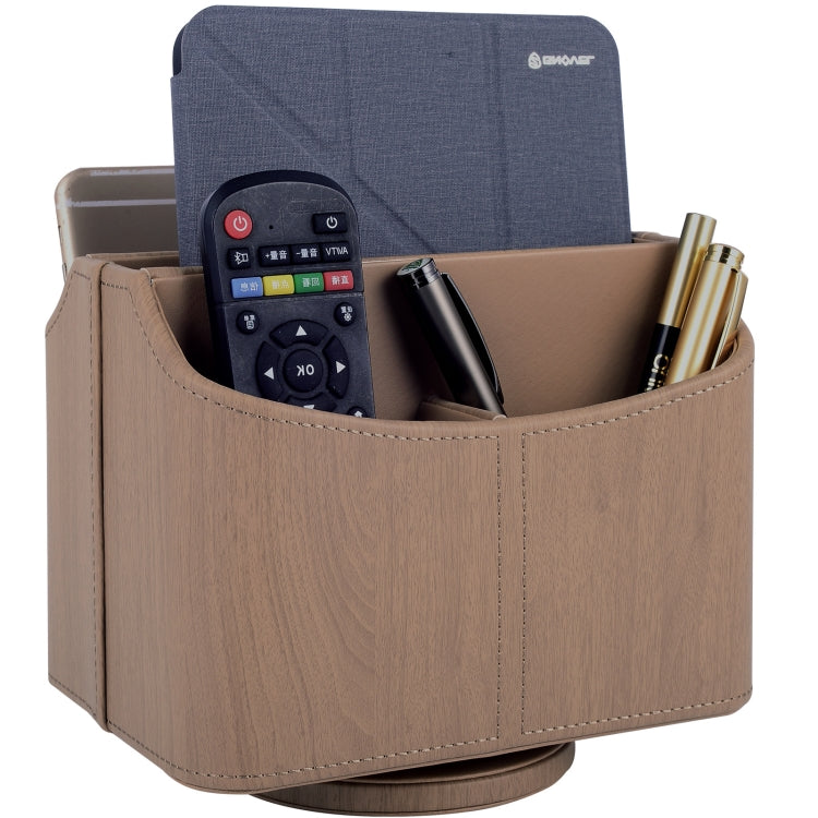 360 Degrees Rotating Desk Organizer Storage Box PU Leather Remote Control Holder My Store