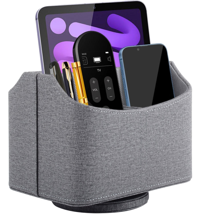 360 Degrees Rotating Desk Organizer Storage Box PU Leather Remote Control Holder