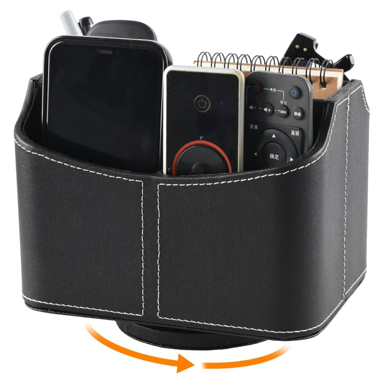 360 Degrees Rotating Desk Organizer Storage Box PU Leather Remote Control Holder My Store