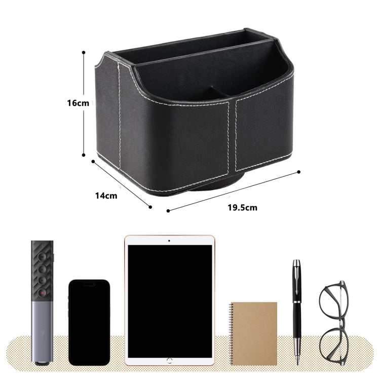 360 Degrees Rotating Desk Organizer Storage Box PU Leather Remote Control Holder My Store