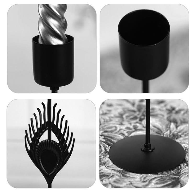 3 In 1 Black Feather Candlestick Wedding Decoration Romantic Candlelight Home Ornaments(Black)-Reluova