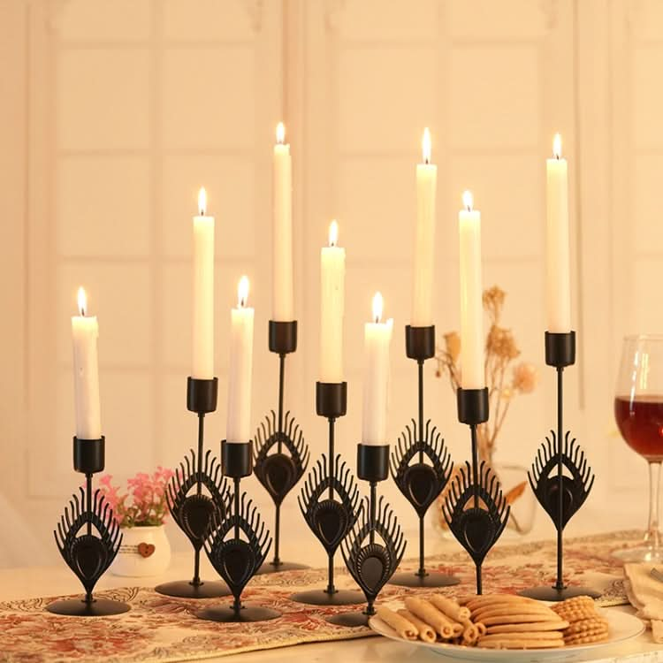 3 In 1 Black Feather Candlestick Wedding Decoration Romantic Candlelight Home Ornaments(Black)-Reluova