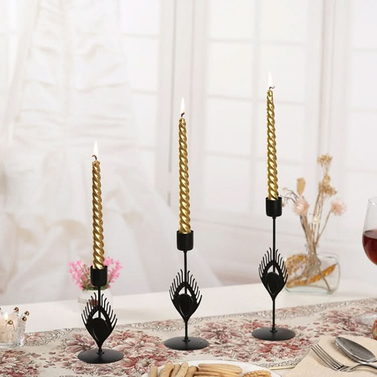 3 In 1 Black Feather Candlestick Wedding Decoration Romantic Candlelight Home Ornaments(Black)-Reluova