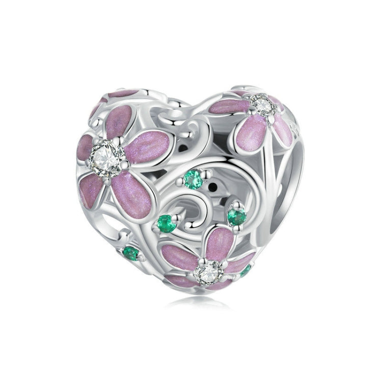 S925 Sterling Silver Platinum-plated Zircon Heart-shaped Flower Vine DIY Beads My Store