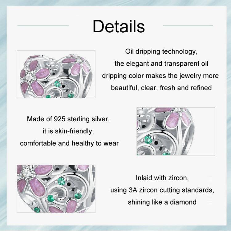 S925 Sterling Silver Platinum-plated Zircon Heart-shaped Flower Vine DIY Beads My Store