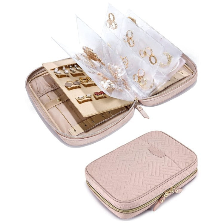 Large-capacity Partitioned Portable Jewelry Storage Bag with Transparent Removable Binders My Store