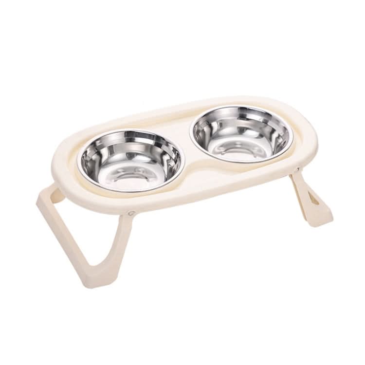 Collapsible Pet Bowl Eating Drinking Bowl Neck Guard Tall Double Bowl - Reluova