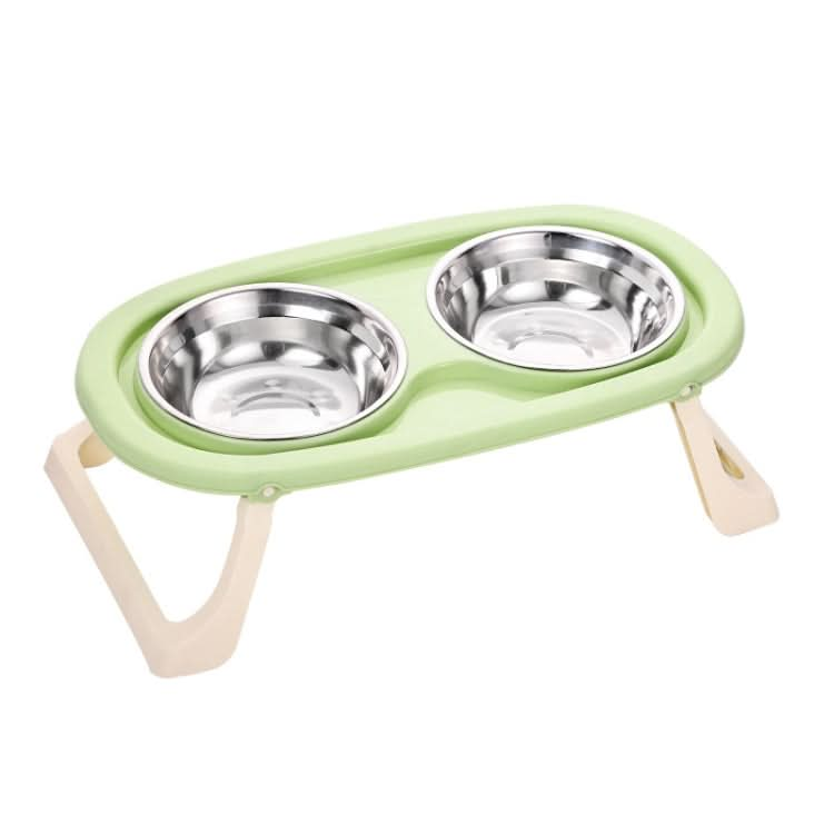 Collapsible Pet Bowl Eating Drinking Bowl Neck Guard Tall Double Bowl - Reluova