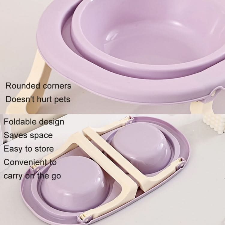 Collapsible Pet Bowl Eating Drinking Bowl Neck Guard Tall Double Bowl - Reluova