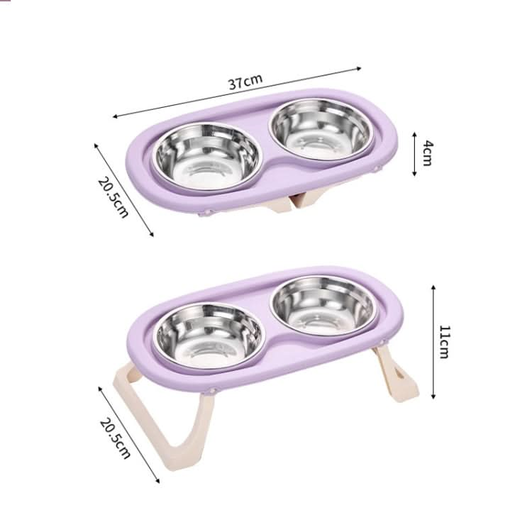 Collapsible Pet Bowl Eating Drinking Bowl Neck Guard Tall Double Bowl - Reluova