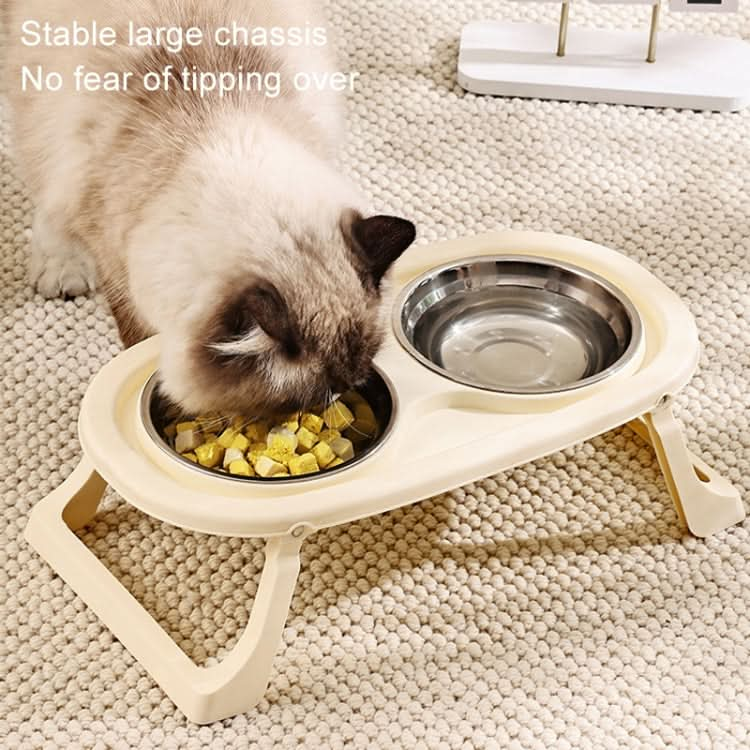 Collapsible Pet Bowl Eating Drinking Bowl Neck Guard Tall Double Bowl - Reluova